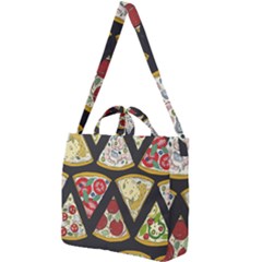 Vector-seamless-pattern-with-italian-pizza-top-view Square Shoulder Tote Bag