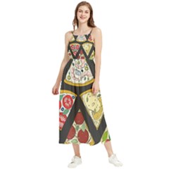 Vector-seamless-pattern-with-italian-pizza-top-view Boho Sleeveless Summer Dress by Pakemis