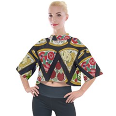 Vector-seamless-pattern-with-italian-pizza-top-view Mock Neck Tee