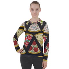 Vector-seamless-pattern-with-italian-pizza-top-view Women s Pique Long Sleeve Tee