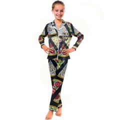 Vector-seamless-pattern-with-italian-pizza-top-view Kid s Satin Long Sleeve Pajamas Set