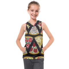 Vector-seamless-pattern-with-italian-pizza-top-view Kids  Sleeveless Hoodie