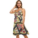 Vector-seamless-pattern-with-italian-pizza-top-view Sleeveless Tie Front Chiffon Dress View2