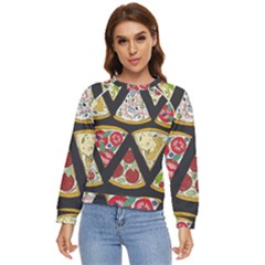 Vector-seamless-pattern-with-italian-pizza-top-view Women s Long Sleeve Raglan Tee