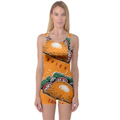 Seamless Pattern With Taco One Piece Boyleg Swimsuit by Pakemis