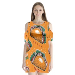 Seamless Pattern With Taco Shoulder Cutout Velvet One Piece by Pakemis