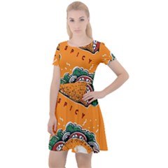 Seamless Pattern With Taco Cap Sleeve Velour Dress  by Pakemis