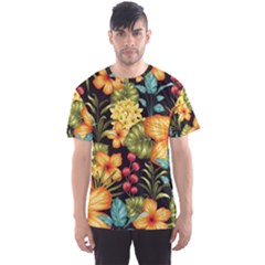 Fabulous Colorful Floral Seamless Men s Sport Mesh Tee