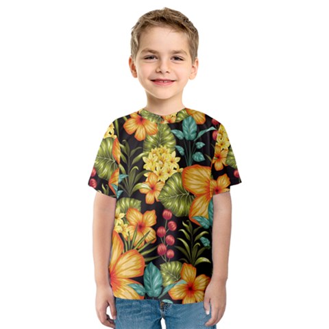 Fabulous Colorful Floral Seamless Kids  Sport Mesh Tee by Pakemis