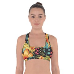 Fabulous Colorful Floral Seamless Cross Back Sports Bra