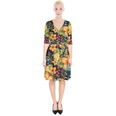 Fabulous Colorful Floral Seamless Wrap Up Cocktail Dress by Pakemis