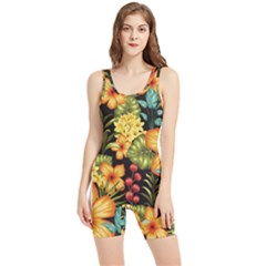 Fabulous Colorful Floral Seamless Women s Wrestling Singlet by Pakemis