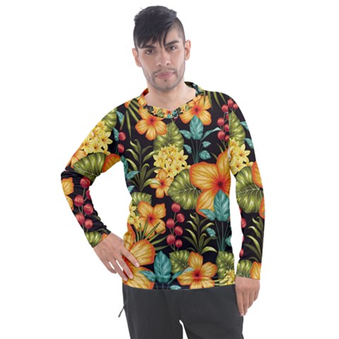 Fabulous Colorful Floral Seamless Men s Pique Long Sleeve Tee by Pakemis