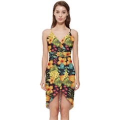 Fabulous Colorful Floral Seamless Wrap Frill Dress by Pakemis