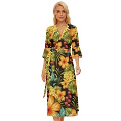 Fabulous Colorful Floral Seamless Midsummer Wrap Dress by Pakemis