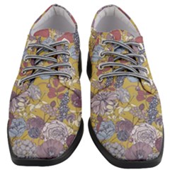 Floral Seamless Pattern With Flowers Vintage Background Colorful Illustration Women Heeled Oxford Shoes by Pakemis