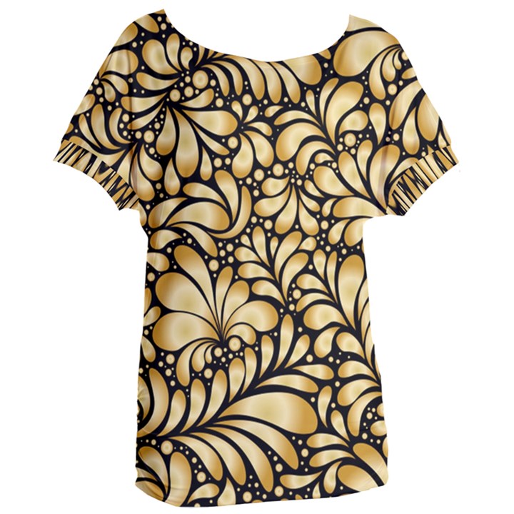 Damask-teardrop-gold-ornament-seamless-pattern Women s Oversized Tee