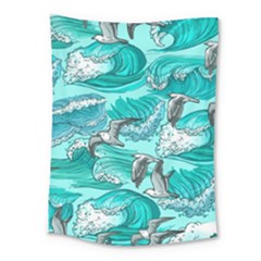 Sea-waves-seamless-pattern Medium Tapestry by Pakemis