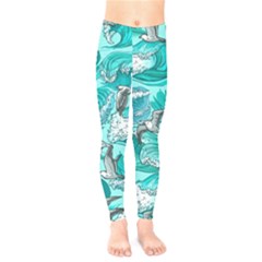 Sea-waves-seamless-pattern Kids  Leggings by Pakemis