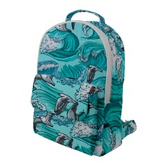 Sea-waves-seamless-pattern Flap Pocket Backpack (large) by Pakemis