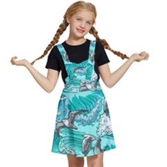 Sea-waves-seamless-pattern Kids  Apron Dress by Pakemis