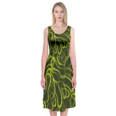 Green-abstract-stippled-repetitive-fashion-seamless-pattern Midi Sleeveless Dress