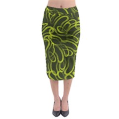 Green-abstract-stippled-repetitive-fashion-seamless-pattern Midi Pencil Skirt by Pakemis