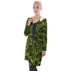 Green-abstract-stippled-repetitive-fashion-seamless-pattern Hooded Pocket Cardigan by Pakemis