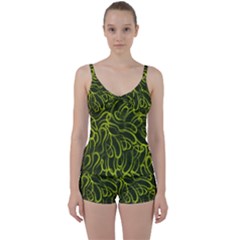 Green-abstract-stippled-repetitive-fashion-seamless-pattern Tie Front Two Piece Tankini by Pakemis