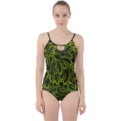 Green-abstract-stippled-repetitive-fashion-seamless-pattern Cut Out Top Tankini Set by Pakemis