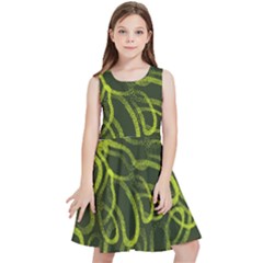 Green-abstract-stippled-repetitive-fashion-seamless-pattern Kids  Skater Dress by Pakemis