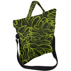 Green-abstract-stippled-repetitive-fashion-seamless-pattern Fold Over Handle Tote Bag by Pakemis