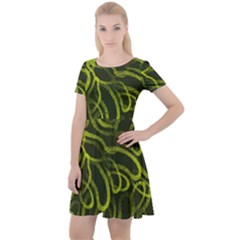 Green-abstract-stippled-repetitive-fashion-seamless-pattern Cap Sleeve Velour Dress  by Pakemis