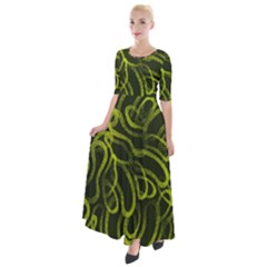 Green-abstract-stippled-repetitive-fashion-seamless-pattern Half Sleeves Maxi Dress by Pakemis