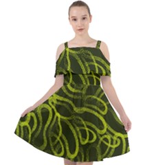 Green-abstract-stippled-repetitive-fashion-seamless-pattern Cut Out Shoulders Chiffon Dress by Pakemis