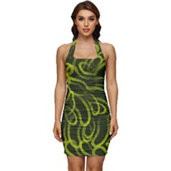 Green-abstract-stippled-repetitive-fashion-seamless-pattern Sleeveless Wide Square Neckline Ruched Bodycon Dress by Pakemis