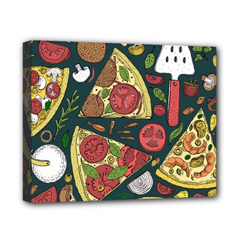 Vector-seamless-pizza-slice-pattern-hand-drawn-pizza-illustration-great-pizzeria-menu-background Canvas 10  X 8  (stretched) by Pakemis