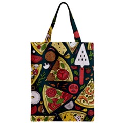 Vector-seamless-pizza-slice-pattern-hand-drawn-pizza-illustration-great-pizzeria-menu-background Zipper Classic Tote Bag by Pakemis