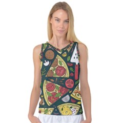 Vector-seamless-pizza-slice-pattern-hand-drawn-pizza-illustration-great-pizzeria-menu-background Women s Basketball Tank Top by Pakemis