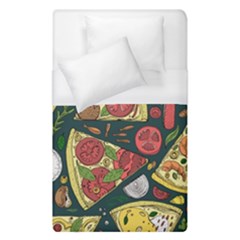 Vector-seamless-pizza-slice-pattern-hand-drawn-pizza-illustration-great-pizzeria-menu-background Duvet Cover (single Size) by Pakemis