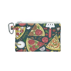 Vector-seamless-pizza-slice-pattern-hand-drawn-pizza-illustration-great-pizzeria-menu-background Canvas Cosmetic Bag (small) by Pakemis