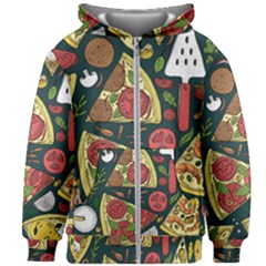 Vector-seamless-pizza-slice-pattern-hand-drawn-pizza-illustration-great-pizzeria-menu-background Kids  Zipper Hoodie Without Drawstring by Pakemis