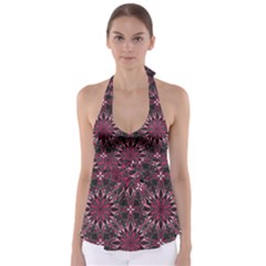 Seamless-pattern-with-flowers-oriental-style-mandala Babydoll Tankini Top by Pakemis