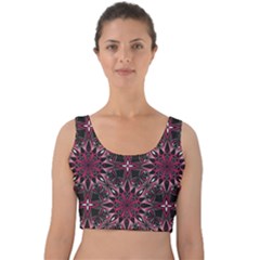 Seamless-pattern-with-flowers-oriental-style-mandala Velvet Crop Top by Pakemis