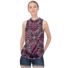 Seamless-pattern-with-flowers-oriental-style-mandala High Neck Satin Top by Pakemis