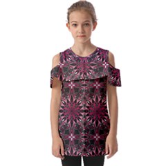 Seamless-pattern-with-flowers-oriental-style-mandala Fold Over Open Sleeve Top by Pakemis