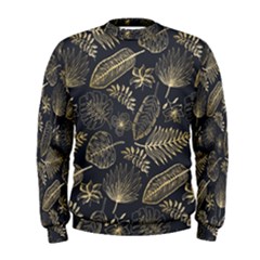 Elegant-pattern-with-golden-tropical-leaves Men s Sweatshirt by Pakemis