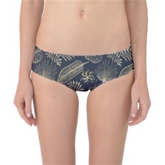 Elegant-pattern-with-golden-tropical-leaves Classic Bikini Bottoms by Pakemis