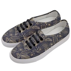 Elegant-pattern-with-golden-tropical-leaves Women s Classic Low Top Sneakers by Pakemis