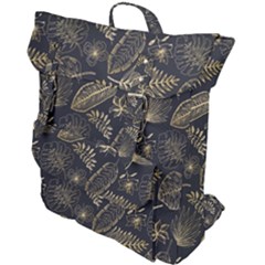 Elegant-pattern-with-golden-tropical-leaves Buckle Up Backpack by Pakemis